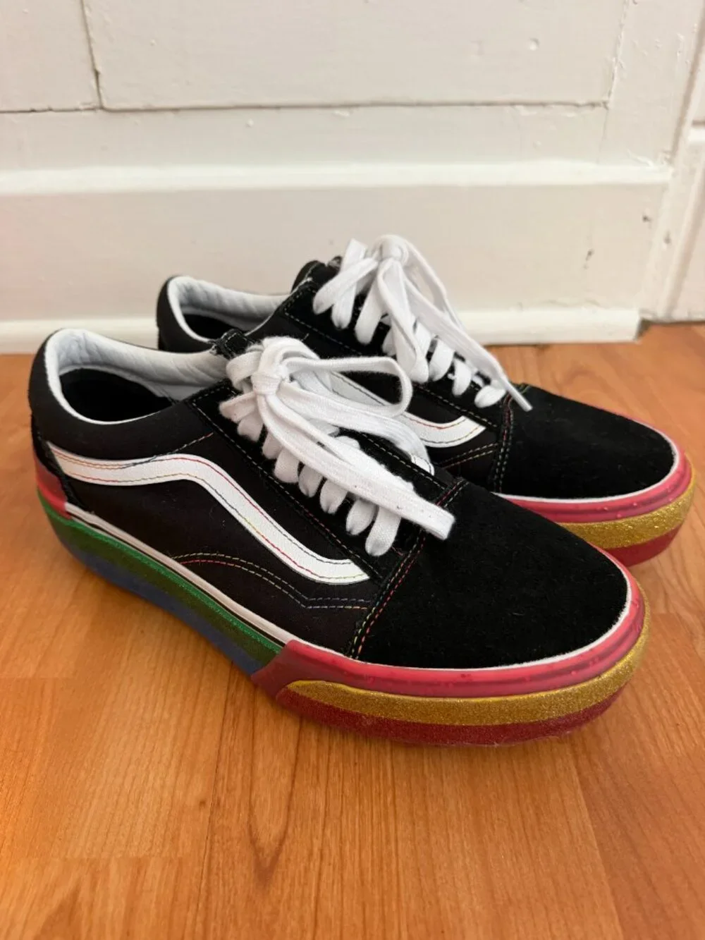 Vans Old Skool Unisex Stacked Rainbow Platform Size 7 (Men's) / 9.5 (Women's)
